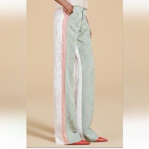 Zara Pastel Green and White Straight Leg Pants